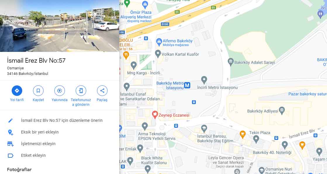 Bakırköy karel servis maps konumu