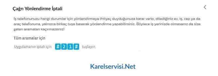karel santral cep telefonu yönlendirme iptali