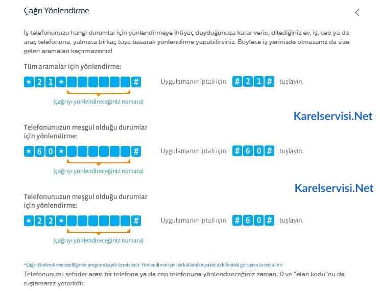 karel santrali cep telefonuna yönlendirme